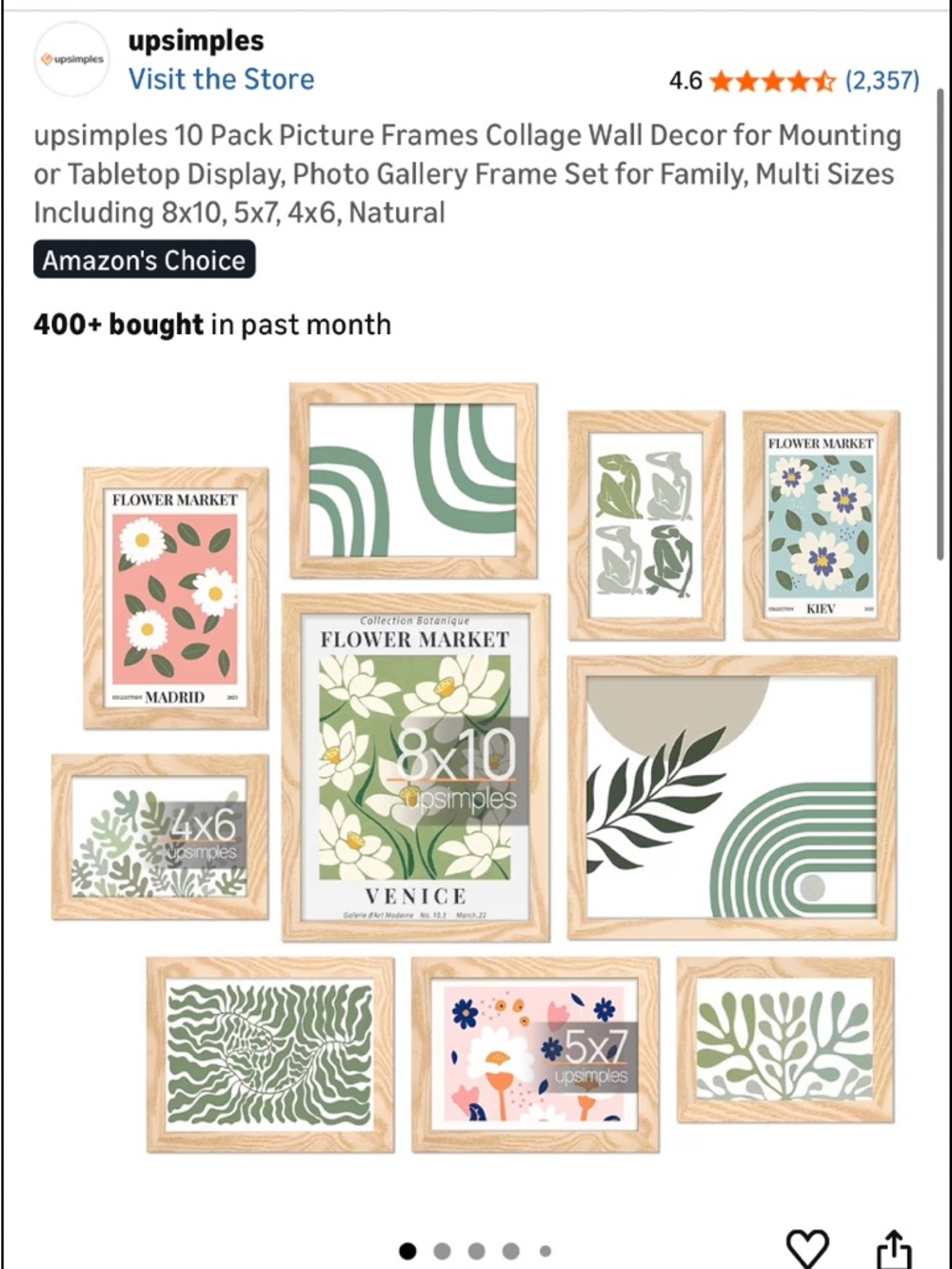 Two 10 Packs Picture Frames of 3 Different Measurements